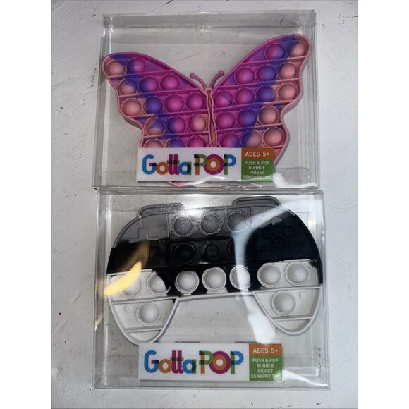 (2) Gotta Pop Push Pop It Fidget Toys - Butterfly and Game Controller - Picture 1 of 3